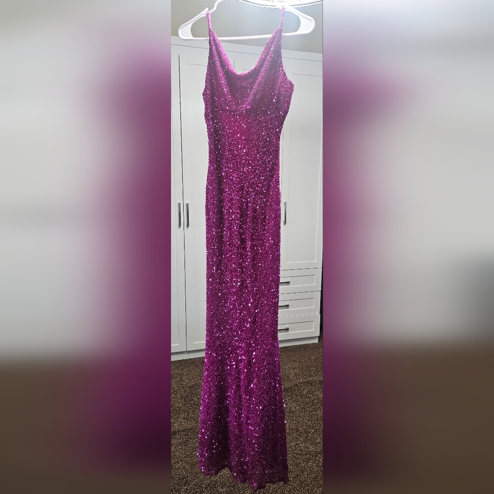 Sequin Fuschia Prom Dress